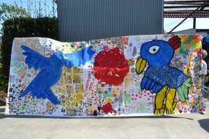 青い鳥(170×500cmの大きな絵) 共同制作