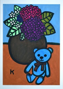 紫陽花と熊の縫いぐるみ：藤木 宏一